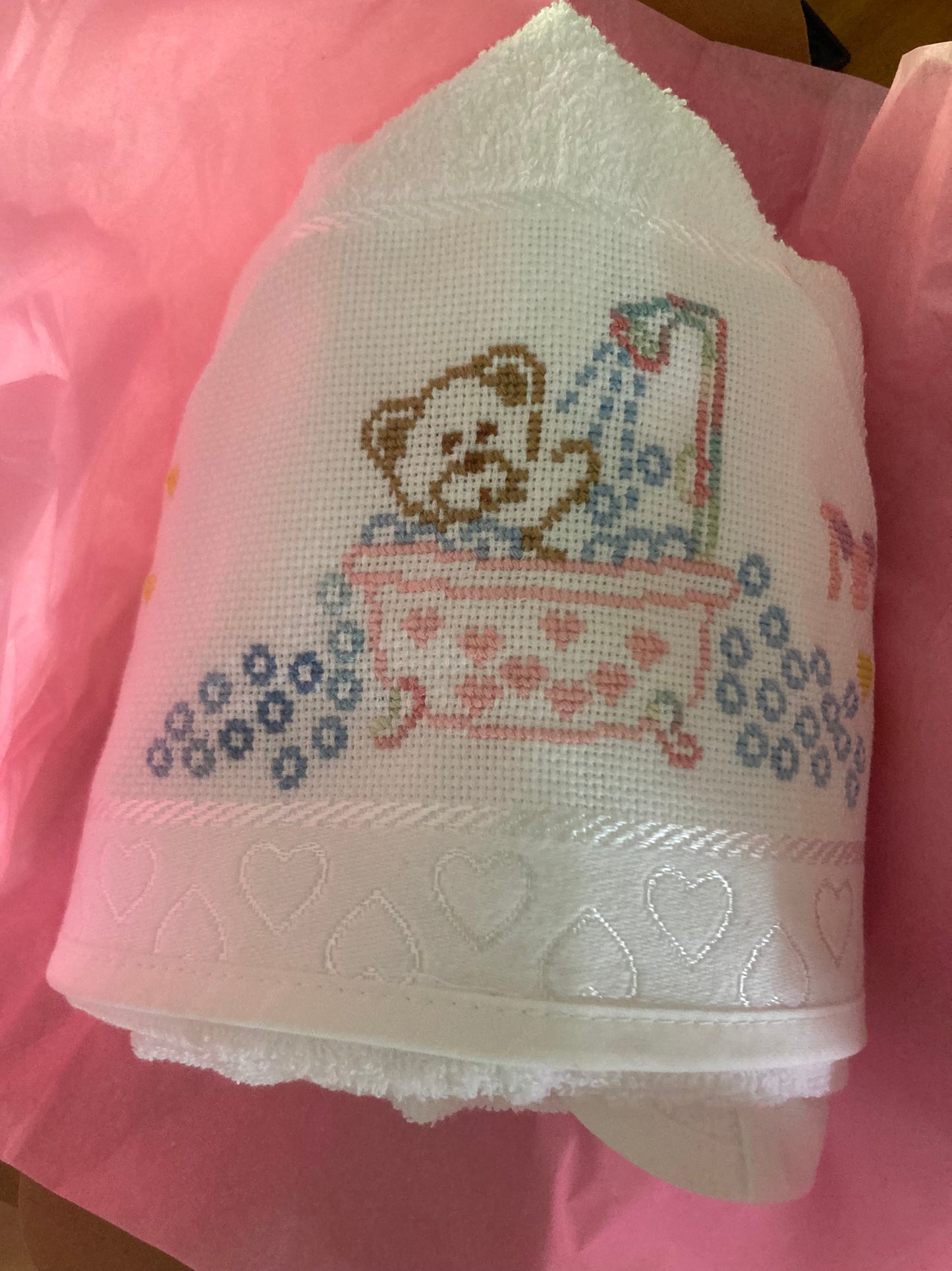 Toalla capucha bebe  bordada personalizada