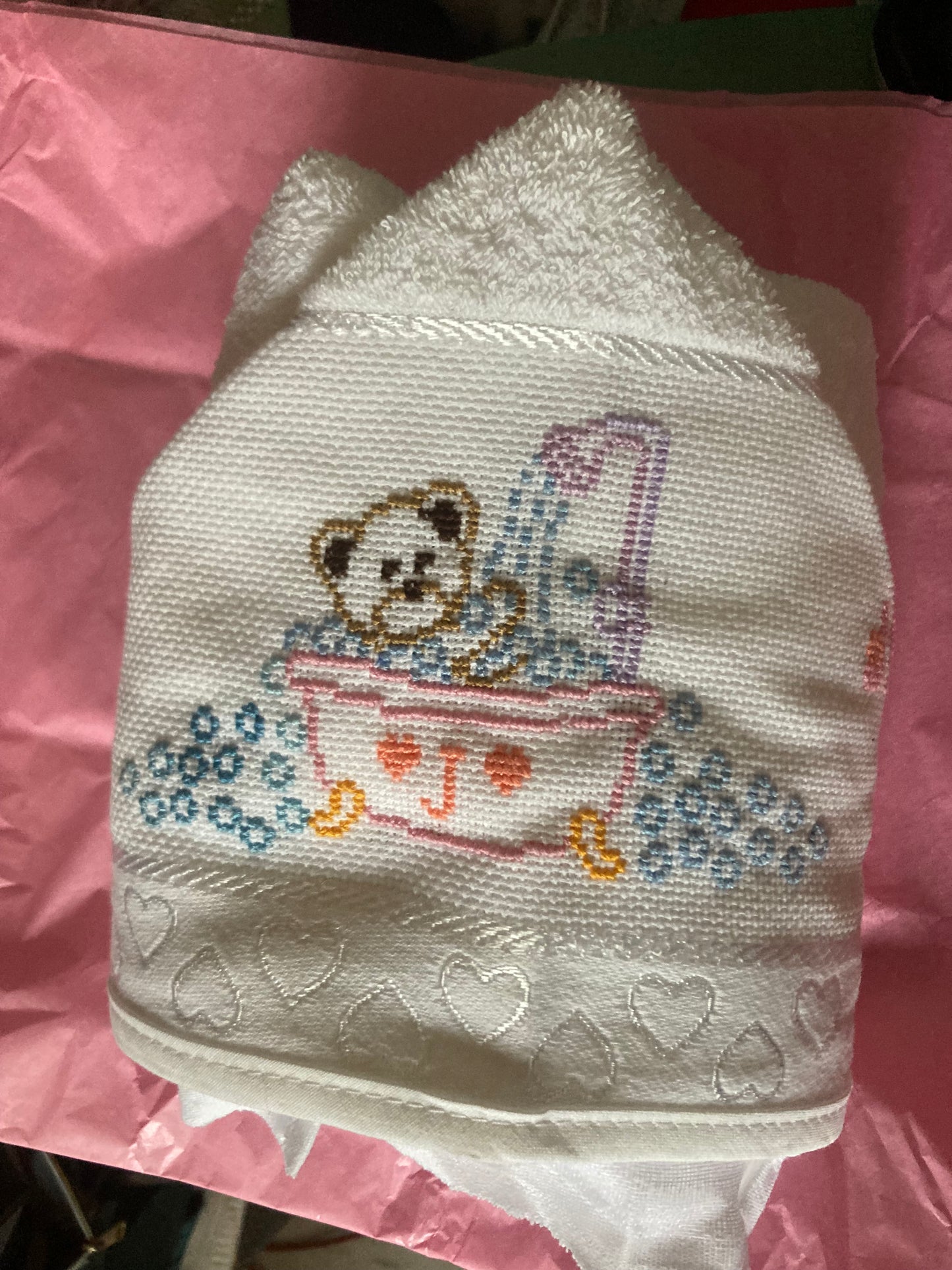 Toalla capucha bebe  bordada personalizada